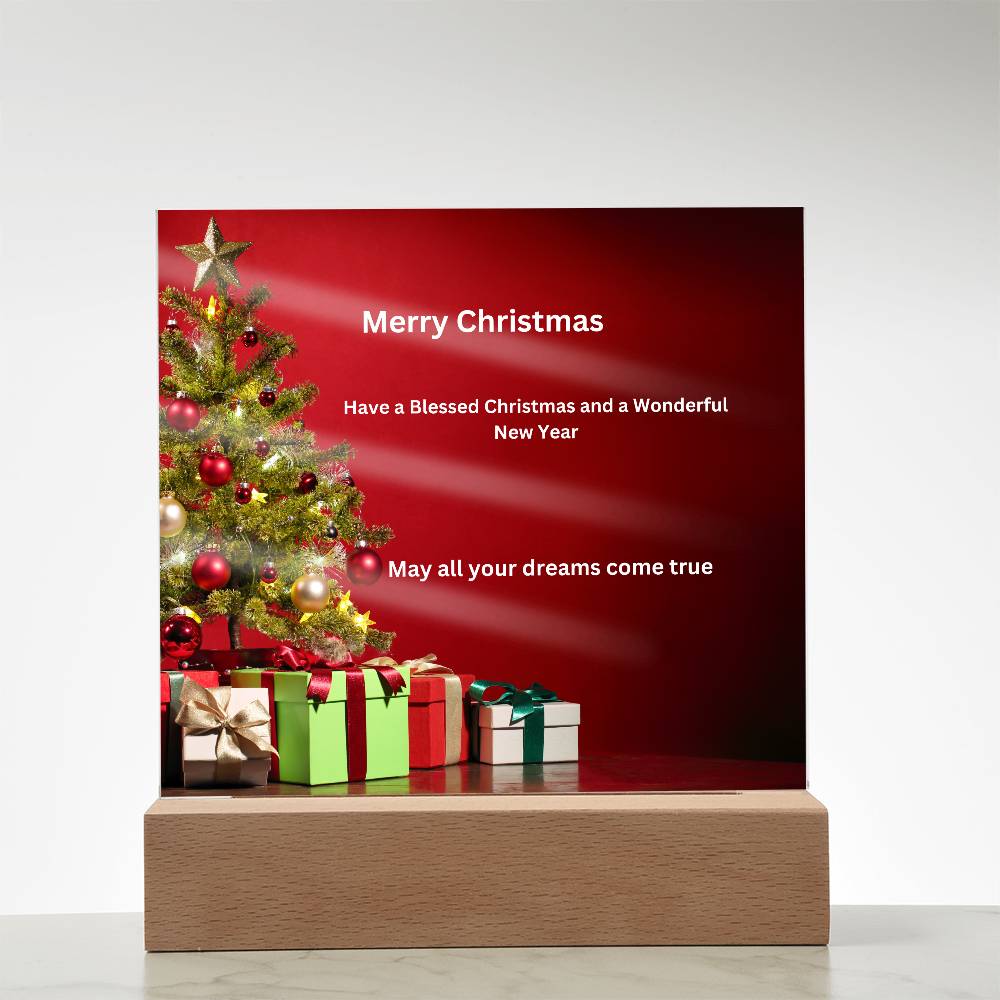 Merry Christmas Tree Printed Acrylic Plaque
