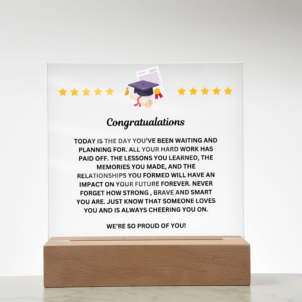 Graduation Congratulaions Printed Acrylic Sqauare Plaque