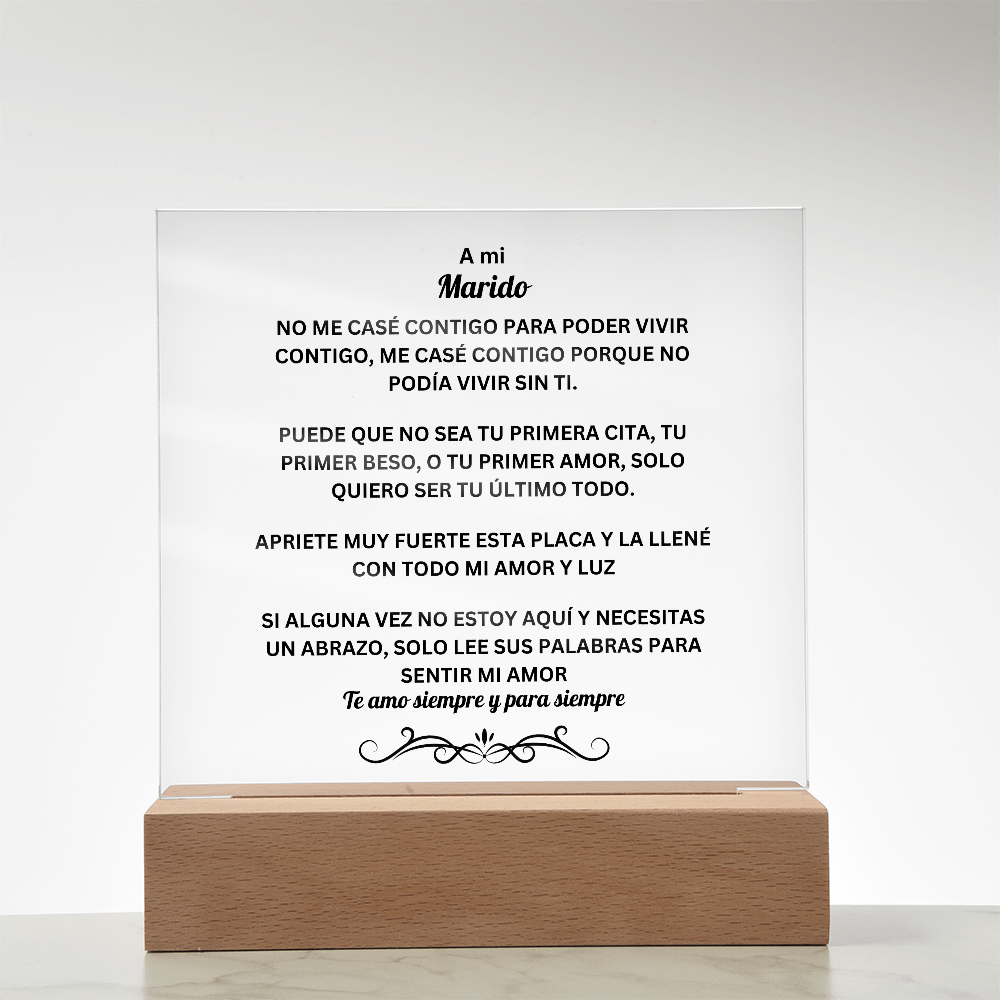 To My Husband Acrylic Square Plaque Spanish