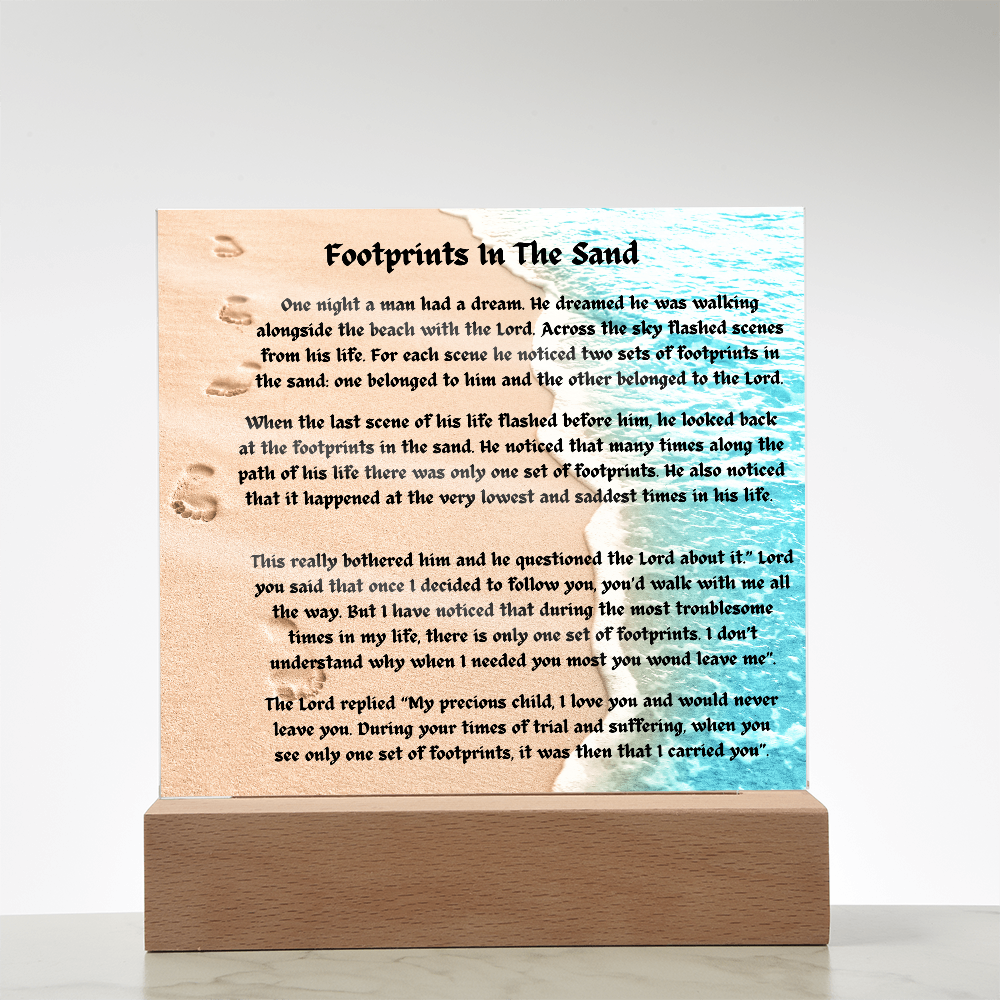Footprints In The Sand Acrylic Square Plaque