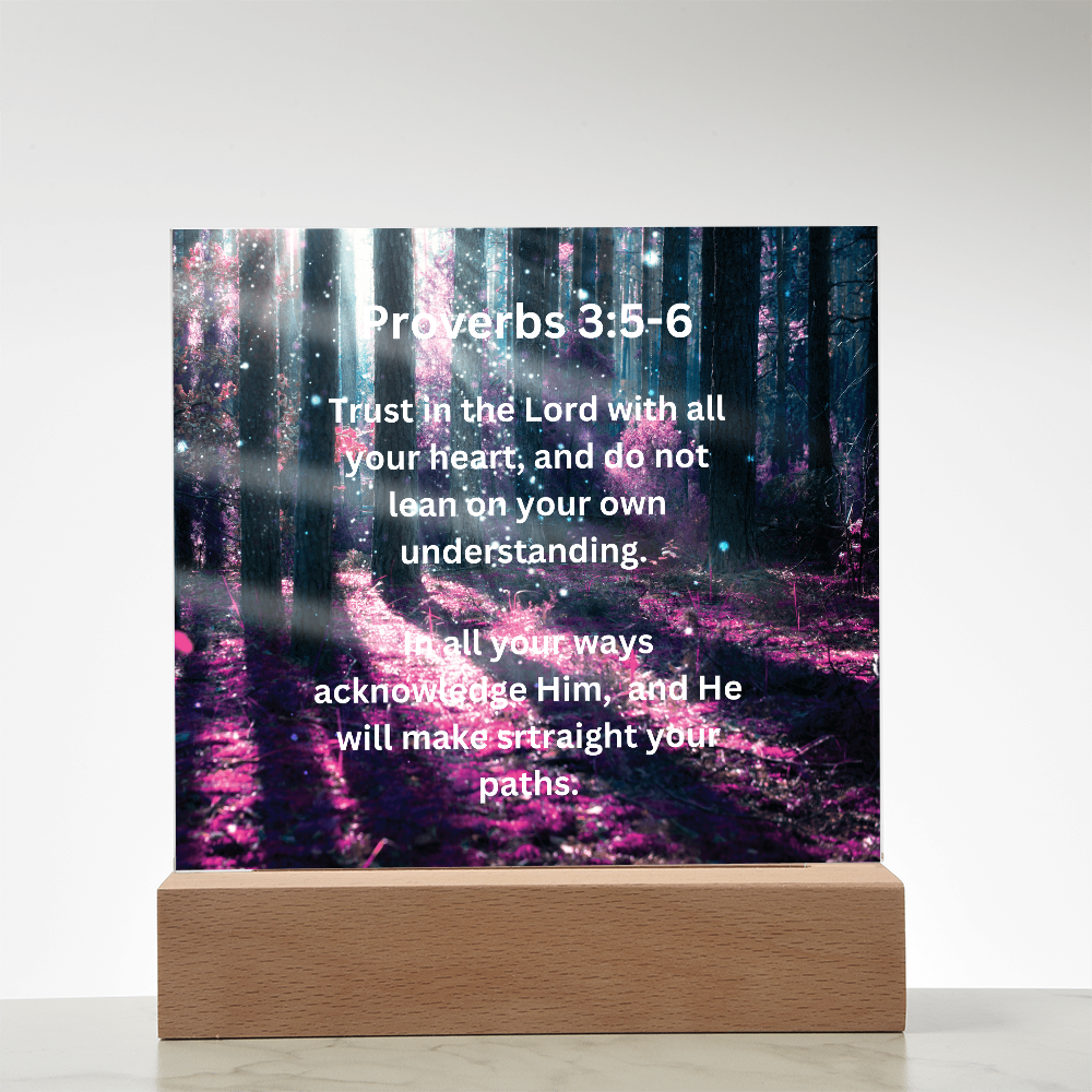 Proverbs 3:5-6 Acrylic Square Plaque