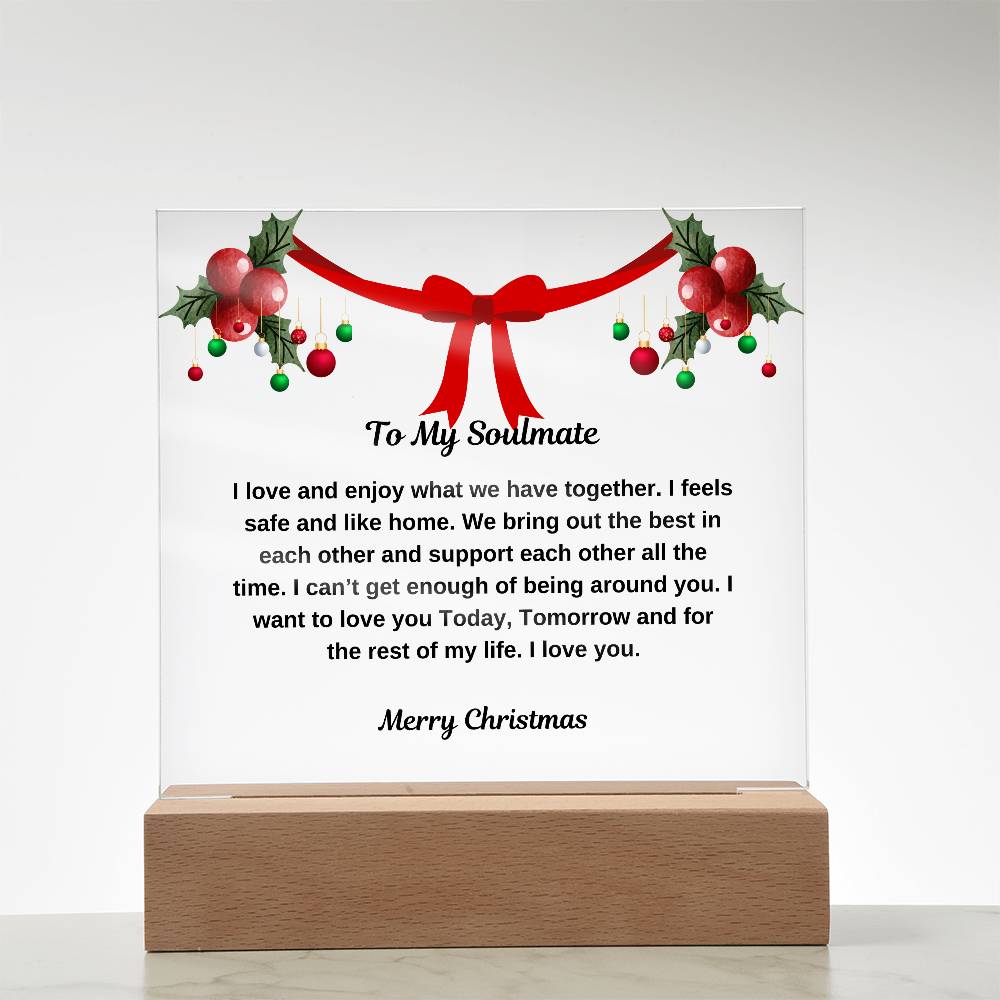 To My Soulmate Merry Christmas Square Plaque