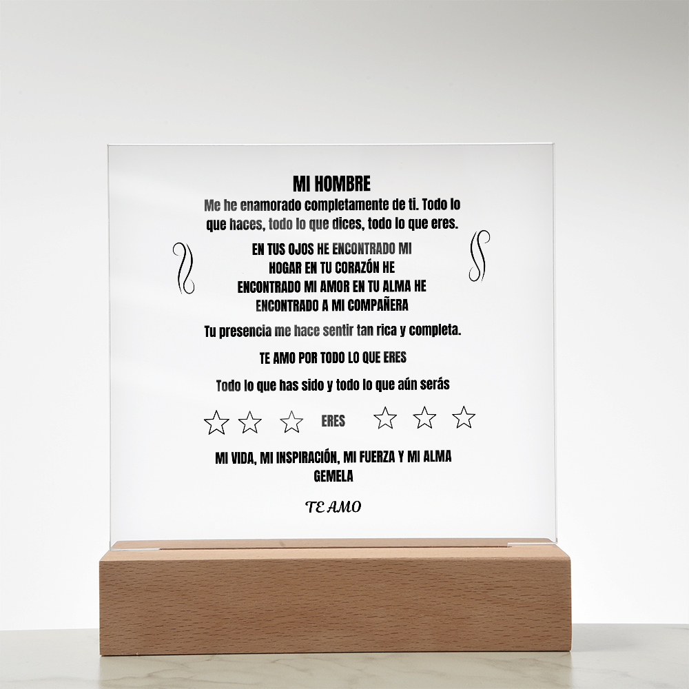 My Man Printed Square Plaque Spanish