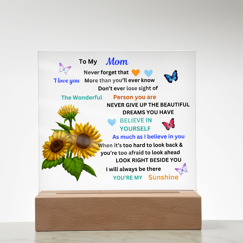 To My Mom Printed Acrylic Square Plaque