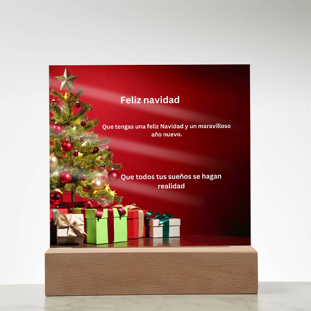 Spanish Merry Christmas Tree Printed Acrylic Plaque