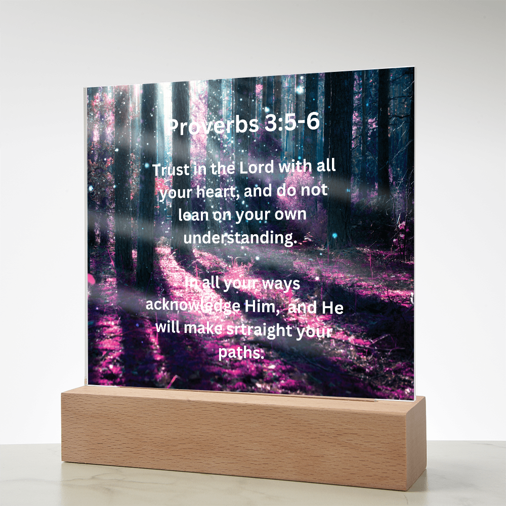 Proverbs 3:5-6 Acrylic Square Plaque