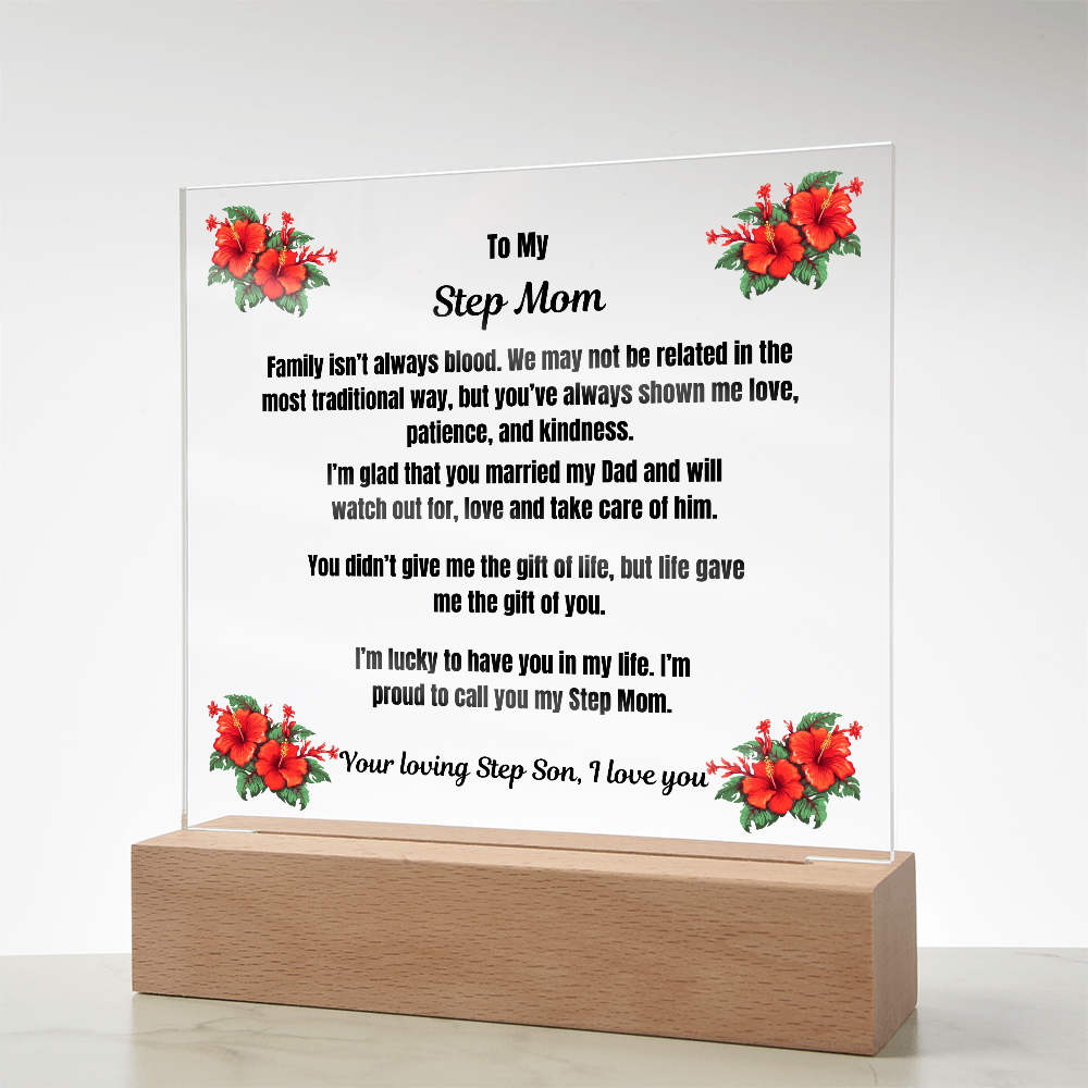 To My Step Mom Acrylic Square Plaque