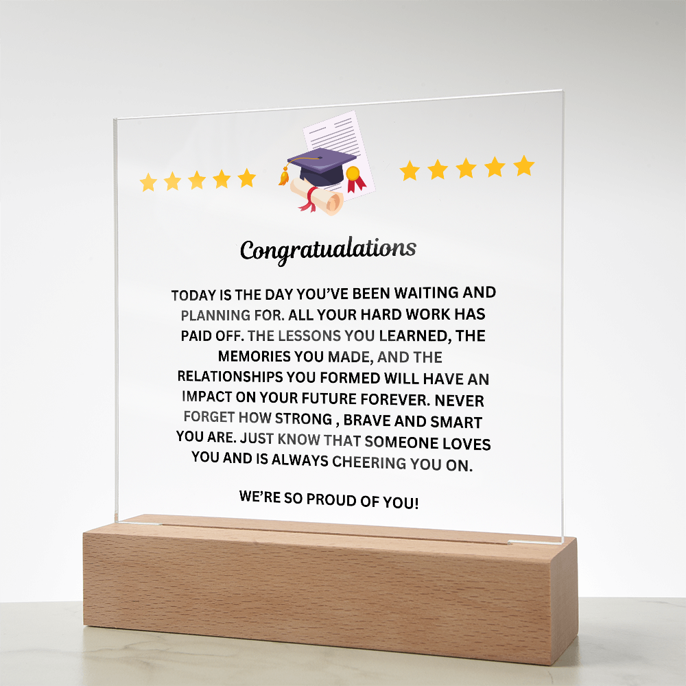 Graduation Congratulaions Printed Acrylic Sqauare Plaque