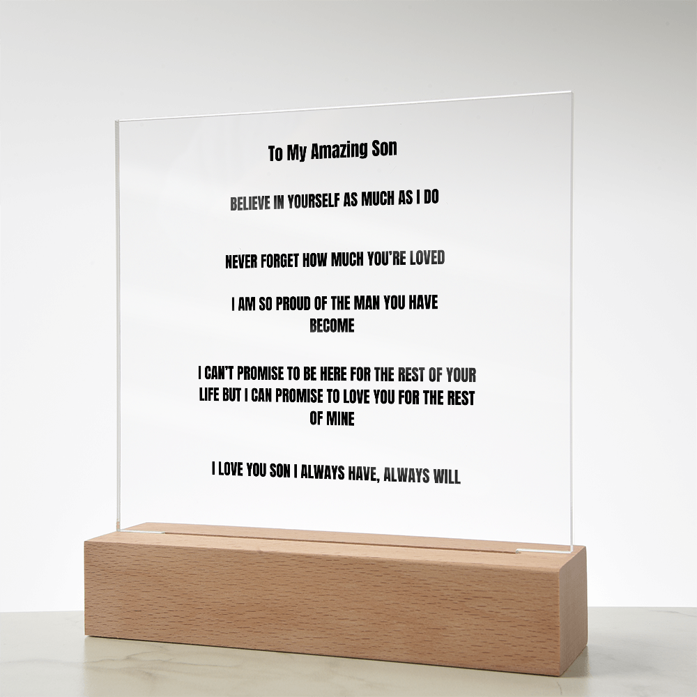 To My Amazing Son Acrylic Square Plaque