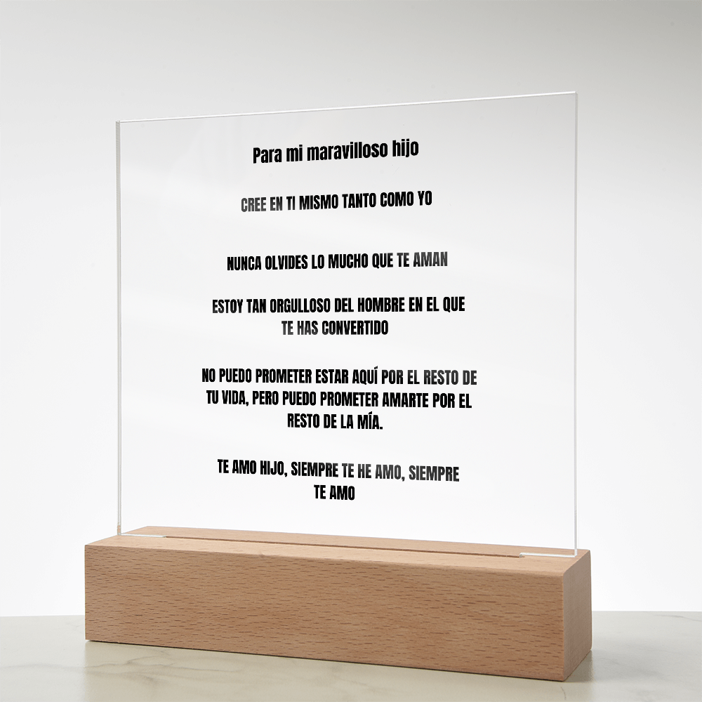 To My Amazing Son Acrylic Square Plaque Spanish