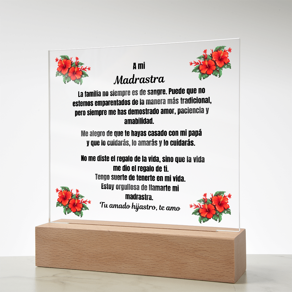 To My Step Mom Square Acrylic Plaque Spanish