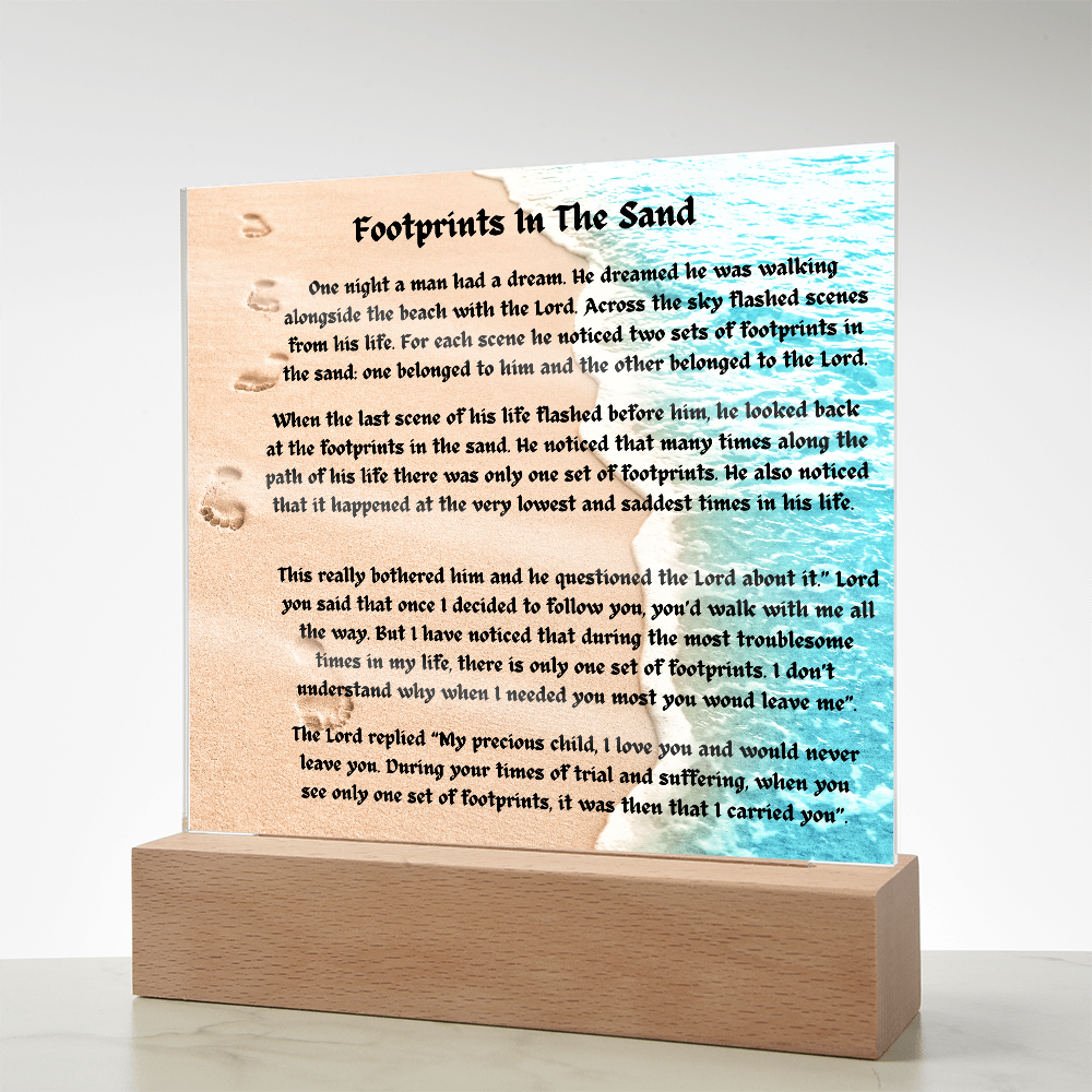 Footprints In The Sand Acrylic Square Plaque