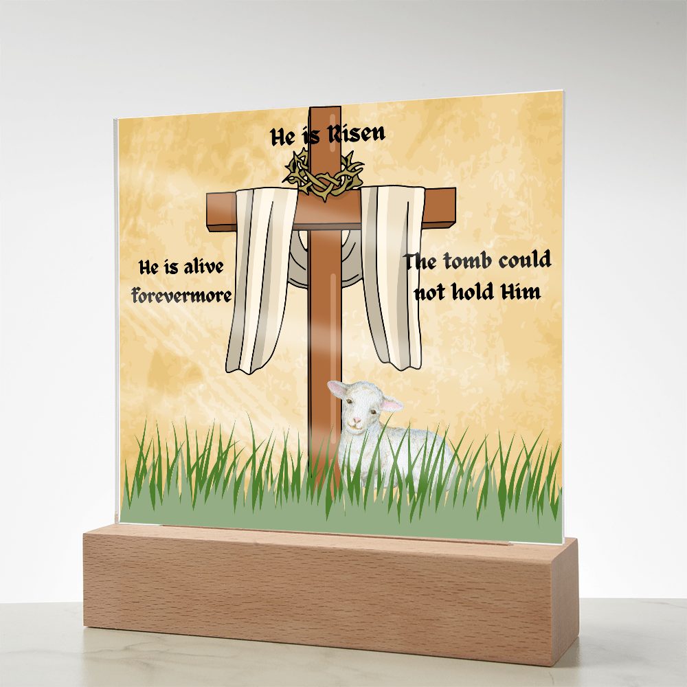 He is Risen Lamb of God Printed Square Acrylic Plaque
