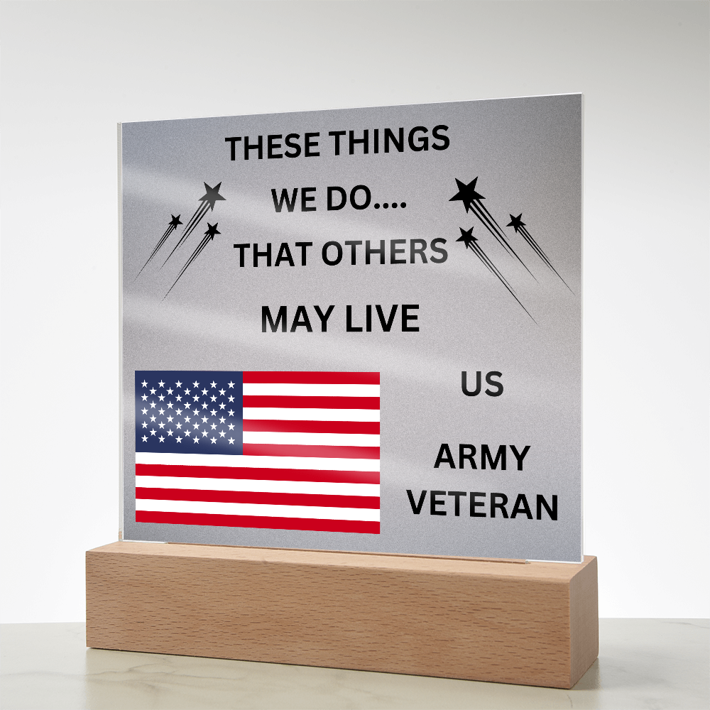 US Army Veteran Printed Acrylic Square Plaque