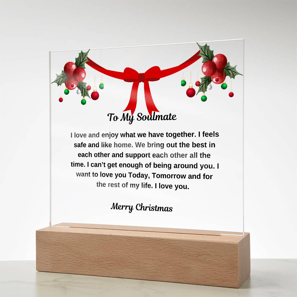 To My Soulmate Merry Christmas Square Plaque