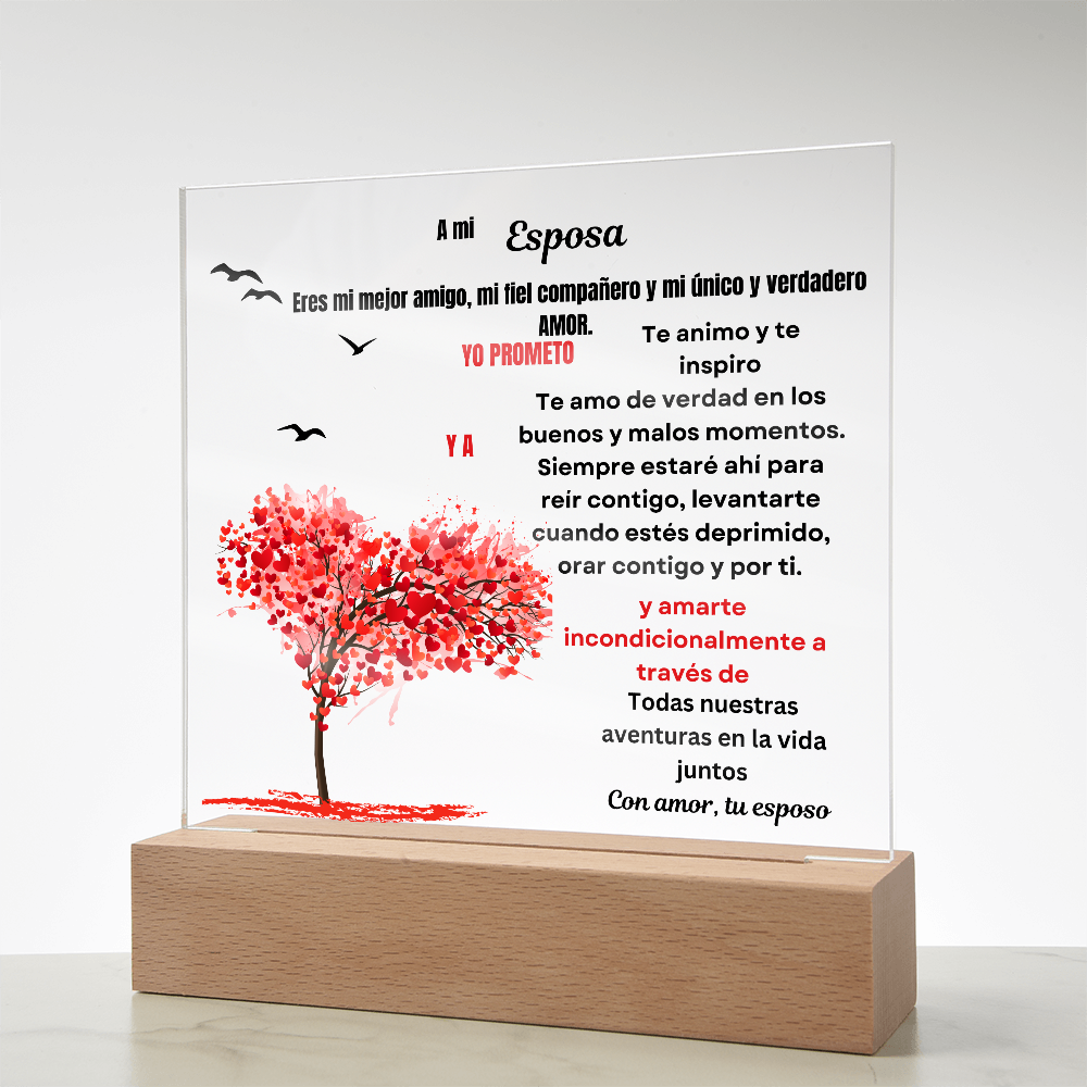 To My Wife Acrylic Square Plaque Spanish