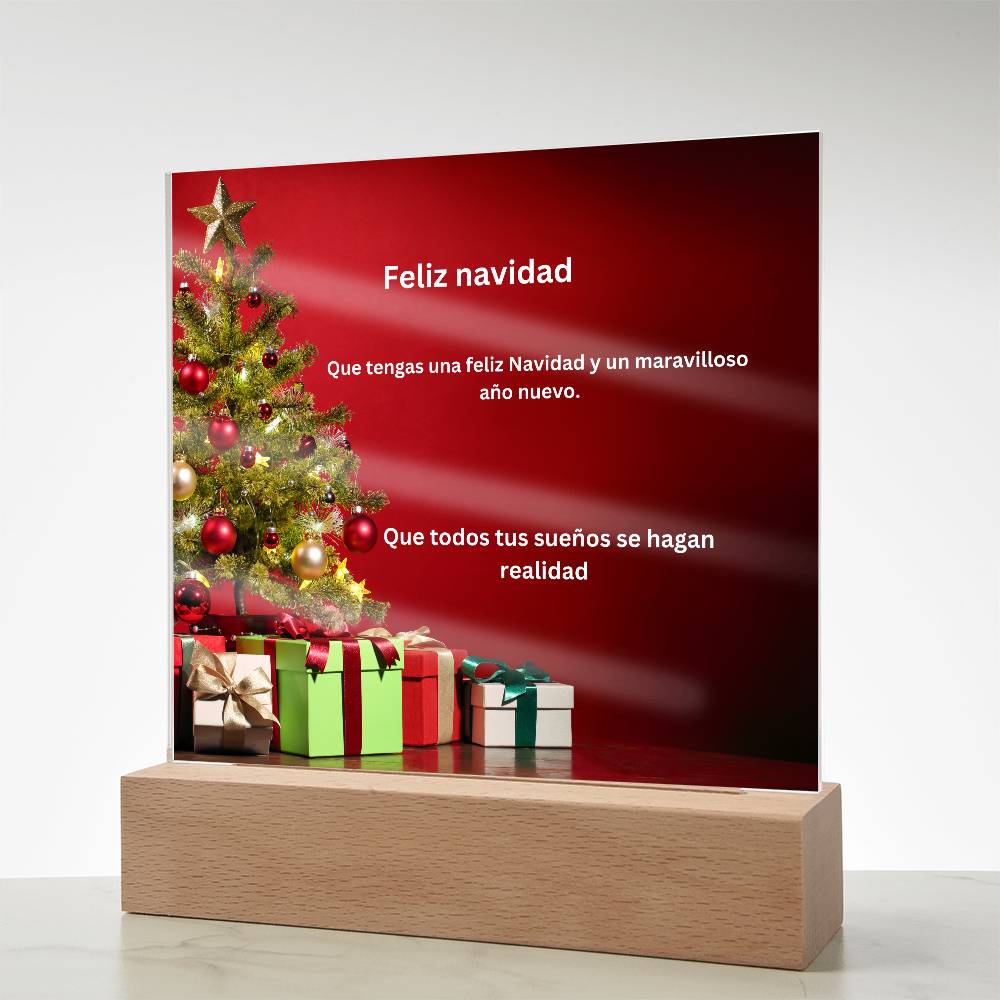 Spanish Merry Christmas Tree Printed Acrylic Plaque