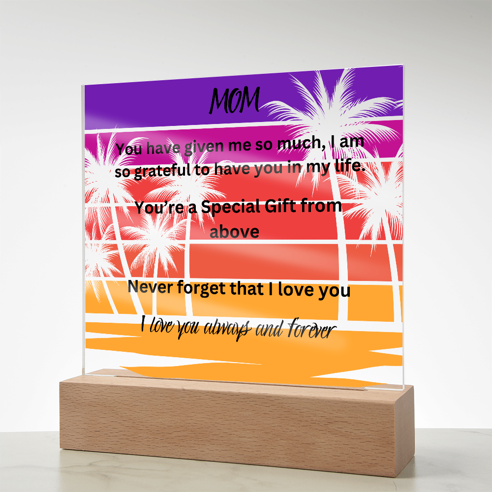 MOM Palm Tree Printed Acrylic Square Plaque