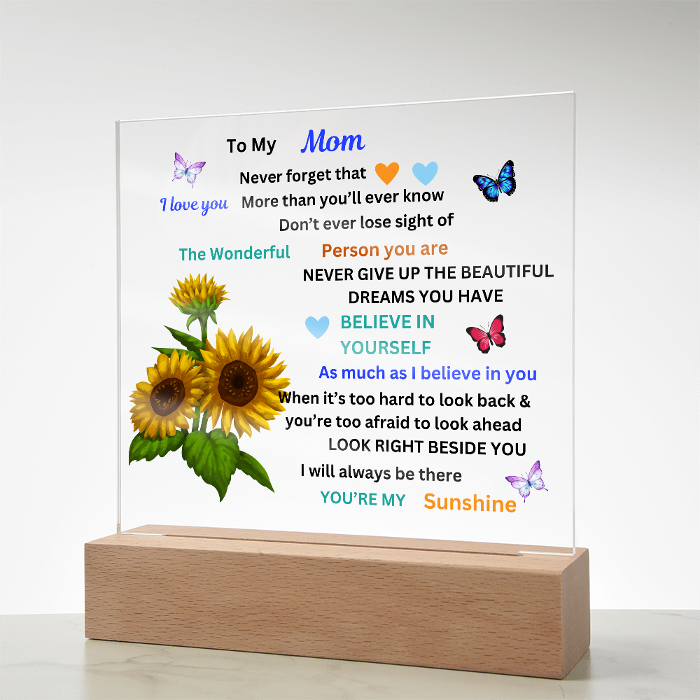 To My Mom Printed Acrylic Square Plaque