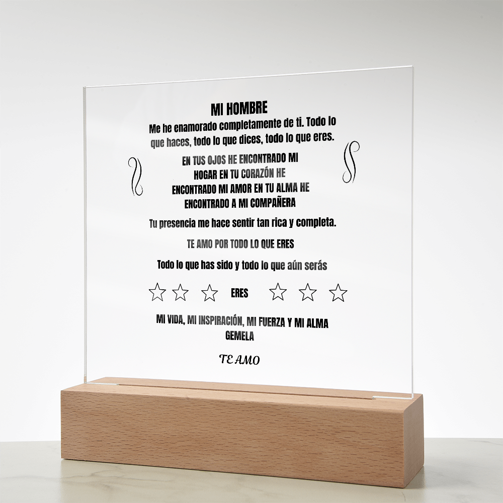 My Man Printed Square Plaque Spanish
