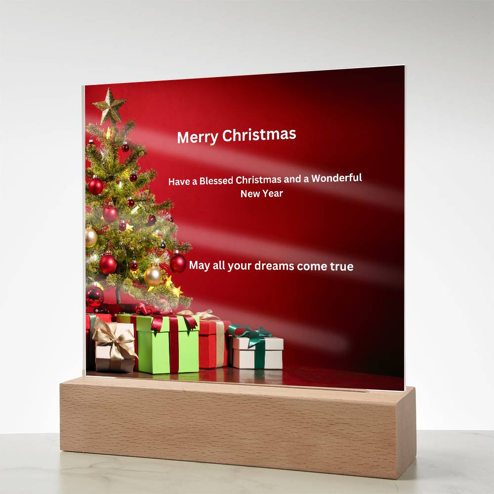 Merry Christmas Tree Printed Acrylic Plaque