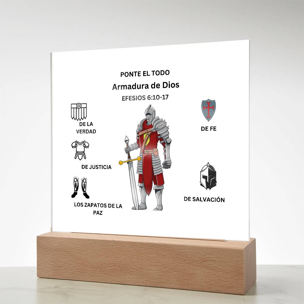 Spanish PUT ON THE FULL Armor of God Printed Acrylic Plaque