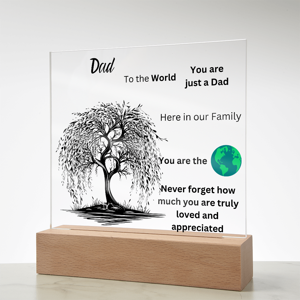 Dad To The World Printed Acrylic Square Plaque