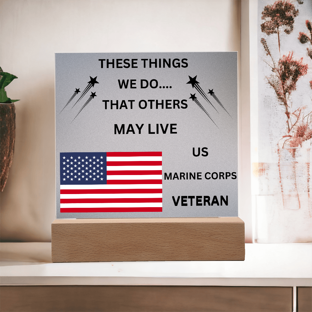 US Marine Corps Veteran Printed Acrylic Square Plaque