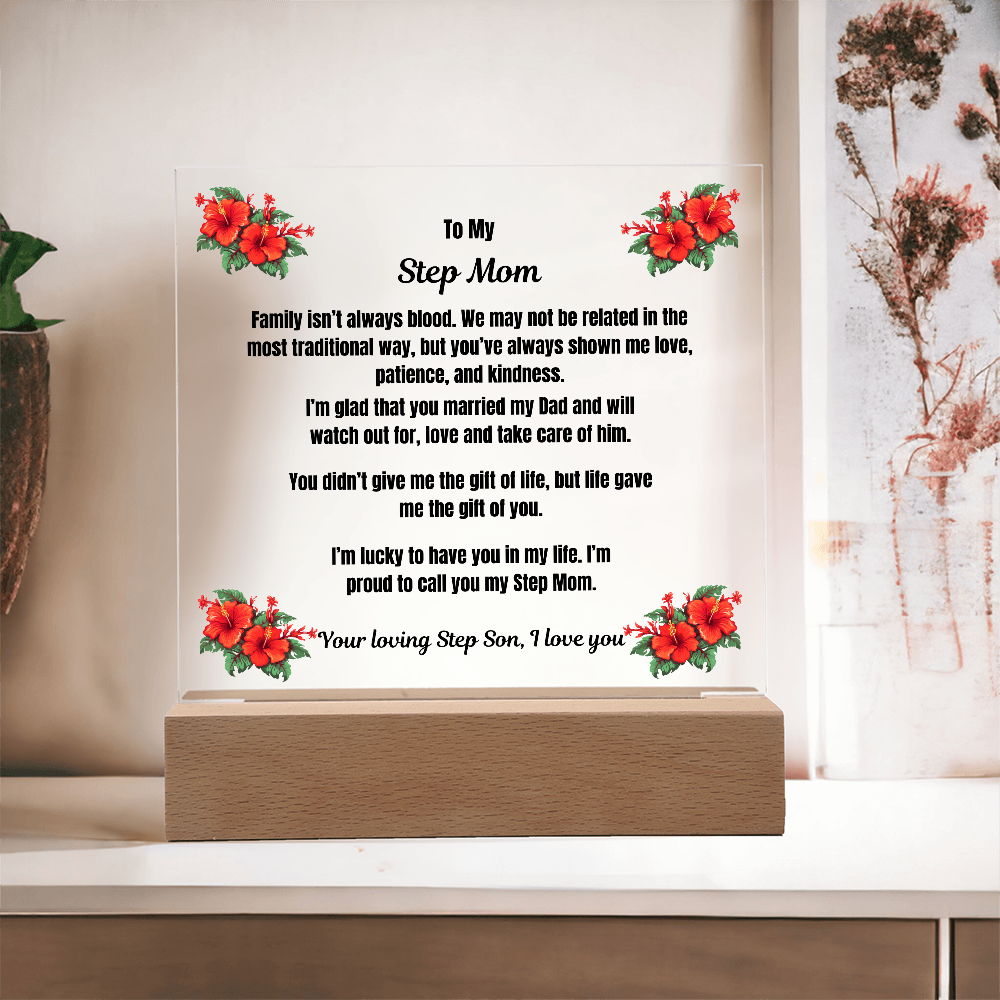 To My Step Mom Acrylic Square Plaque