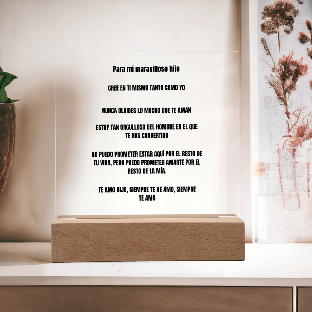 To My Amazing Son Acrylic Square Plaque Spanish