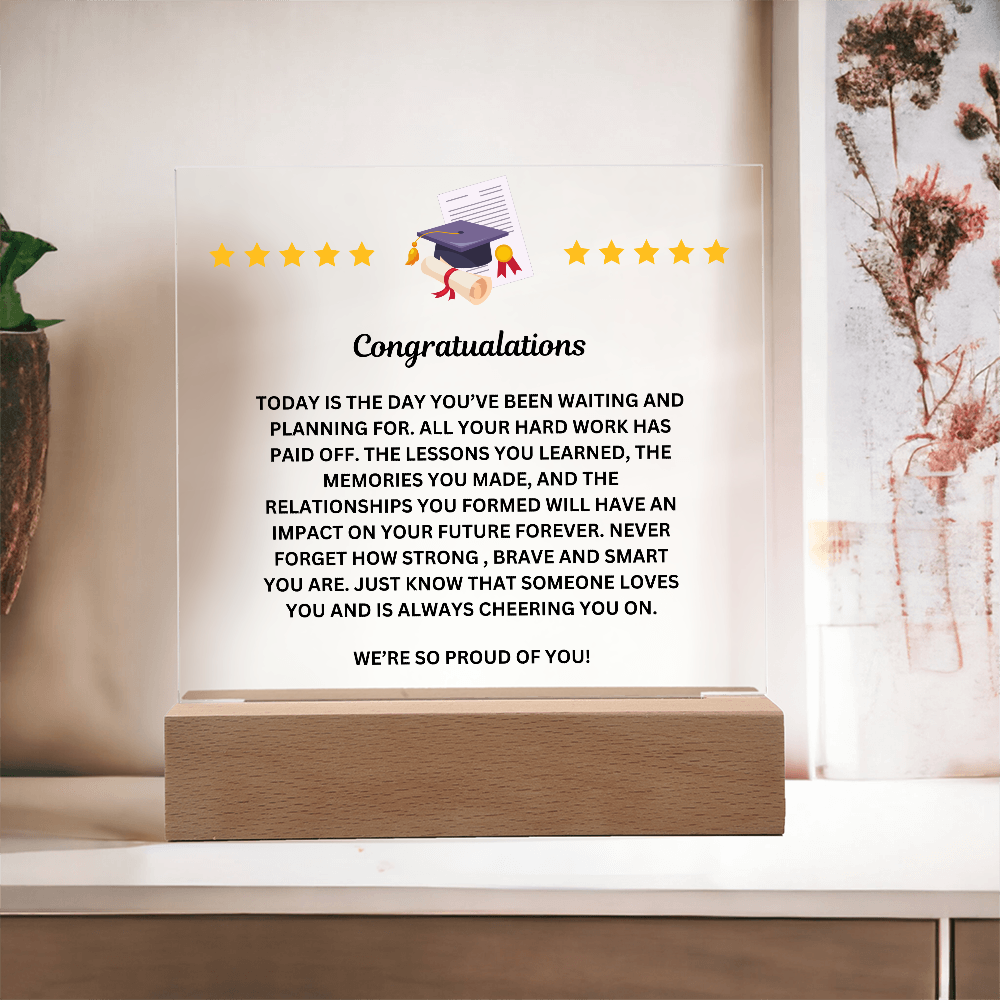 Graduation Congratulaions Printed Acrylic Sqauare Plaque
