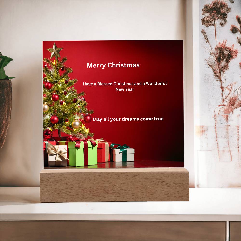 Merry Christmas Tree Printed Acrylic Plaque