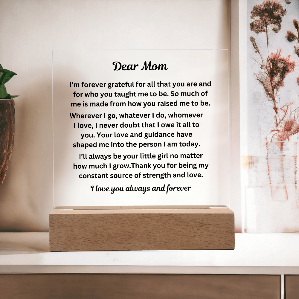 Dear Mom Engraved Acrylic Square Plaque