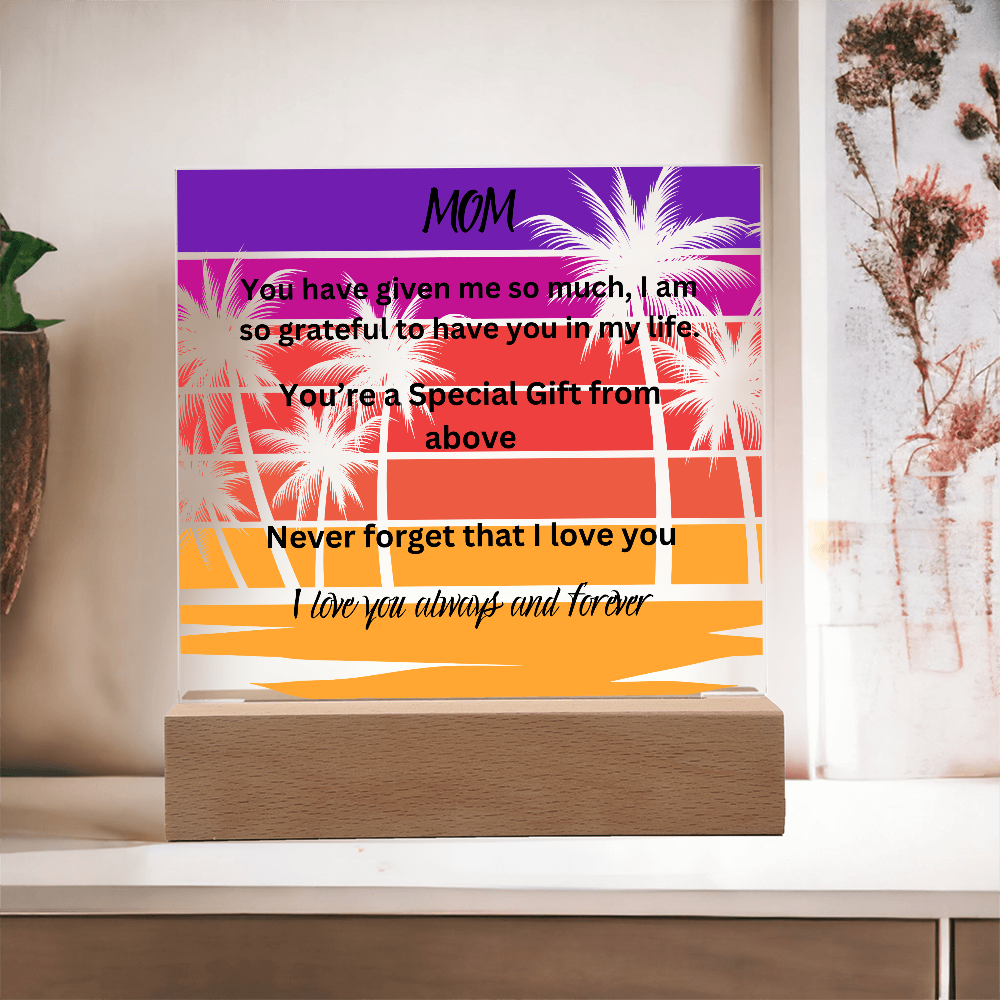MOM Palm Tree Printed Acrylic Square Plaque