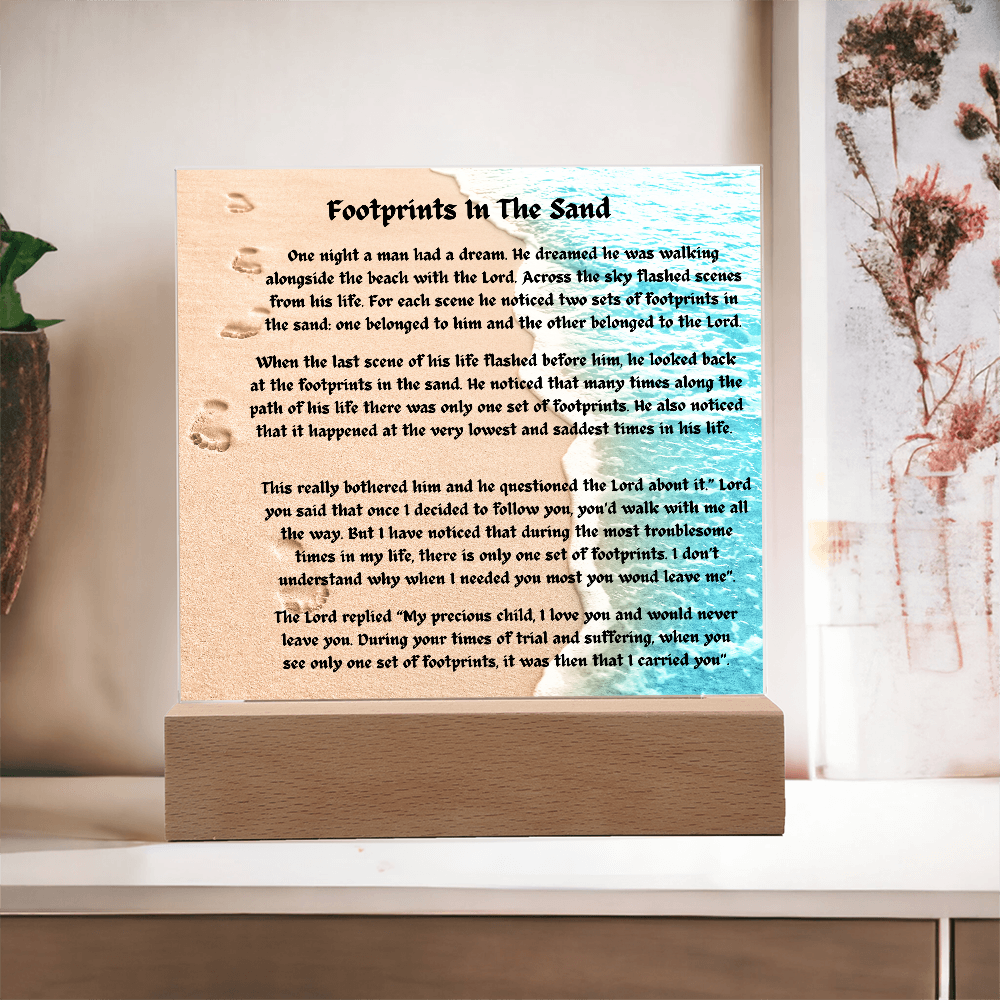 Footprints In The Sand Acrylic Square Plaque