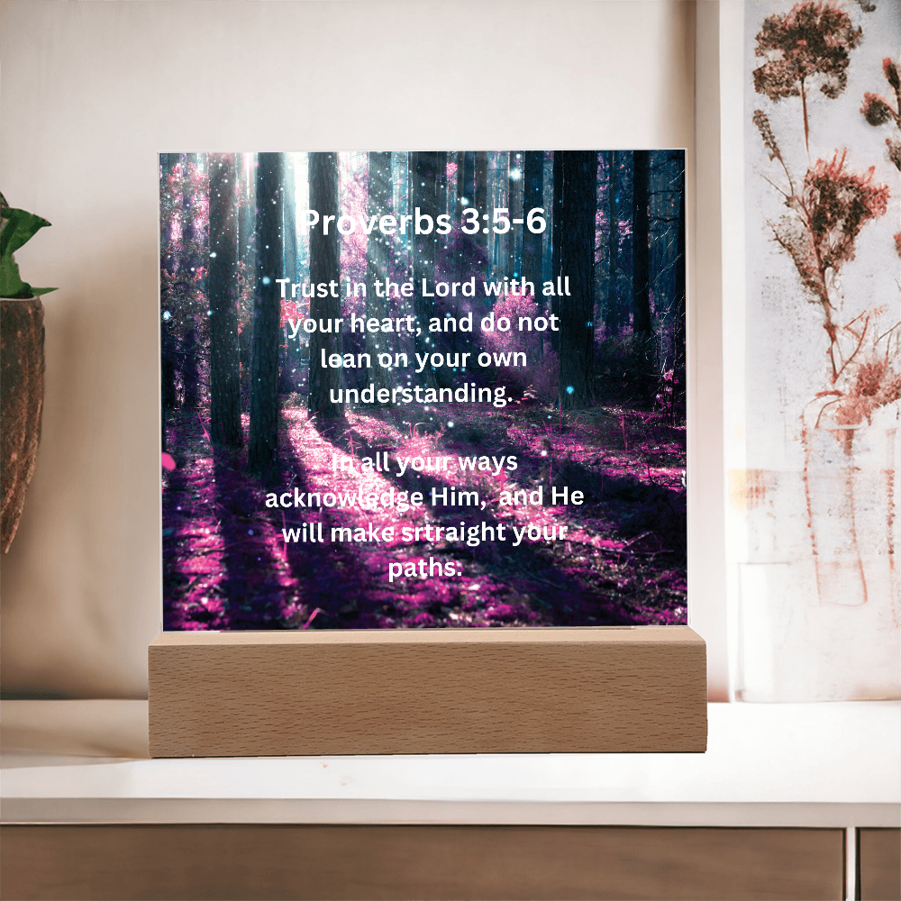 Proverbs 3:5-6 Acrylic Square Plaque