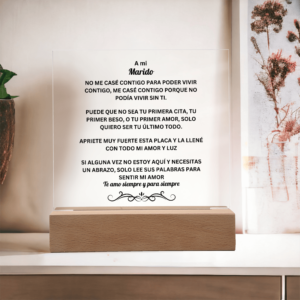 To My Husband Acrylic Square Plaque Spanish