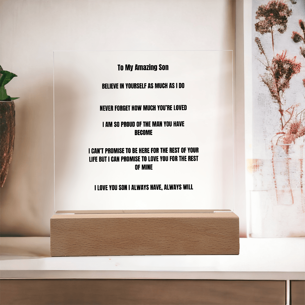 To My Amazing Son Acrylic Square Plaque