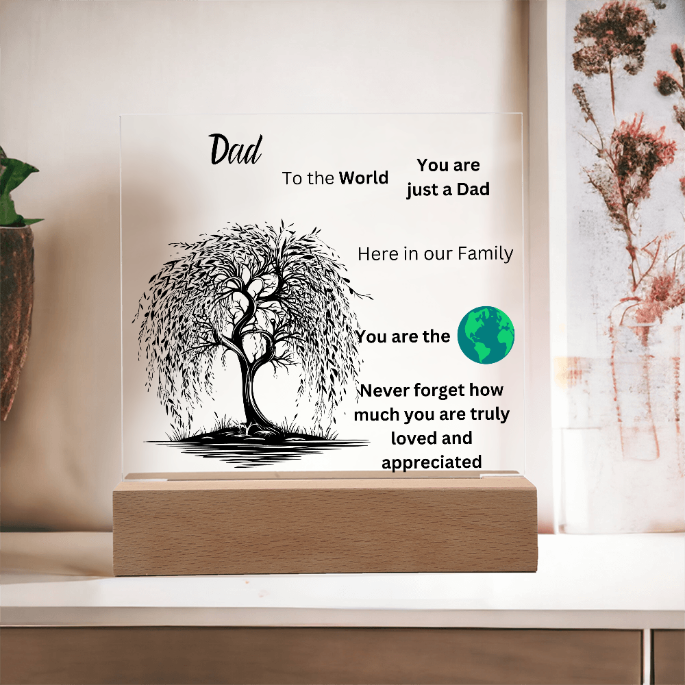Dad To The World Printed Acrylic Square Plaque