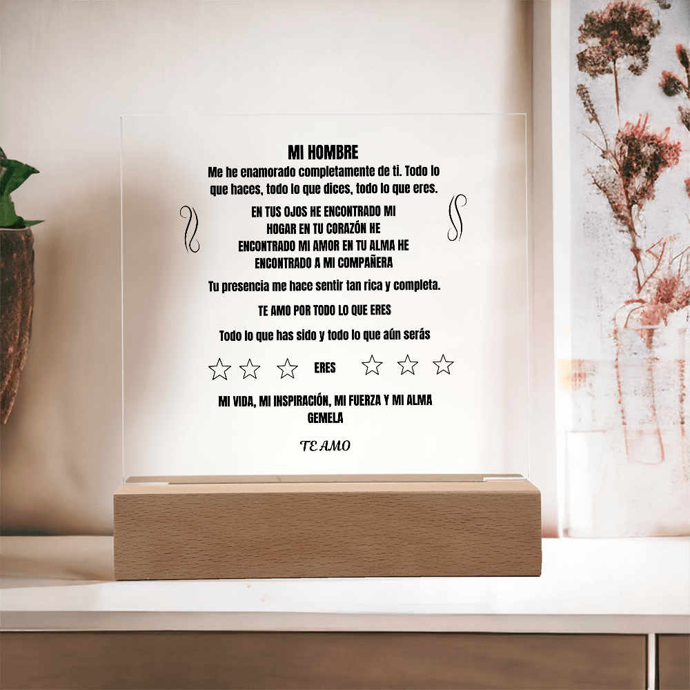 My Man Printed Square Plaque Spanish