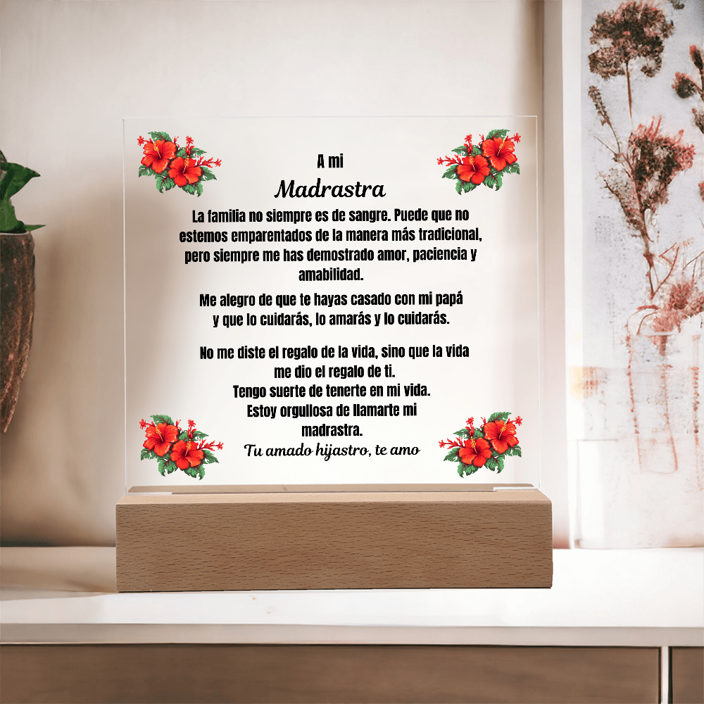 To My Step Mom Square Acrylic Plaque Spanish