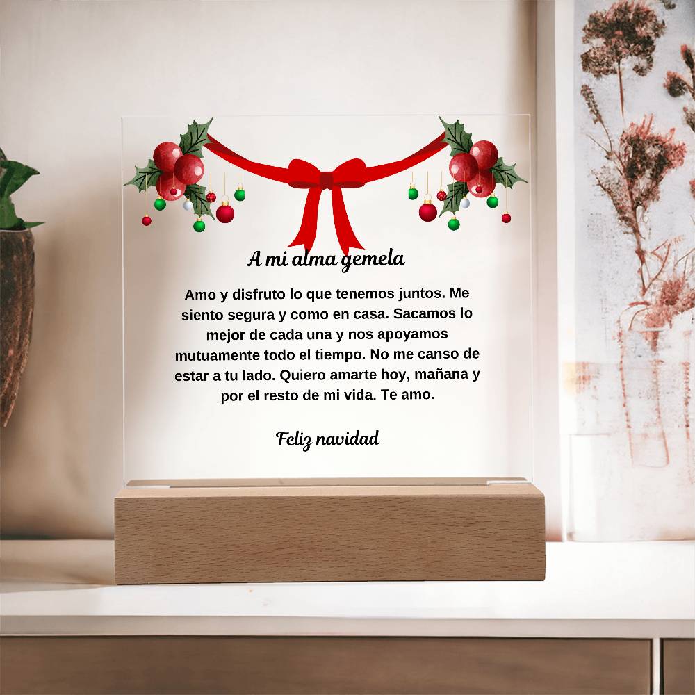 To My Soulmate Spanish Merry Christmas Square Plaque