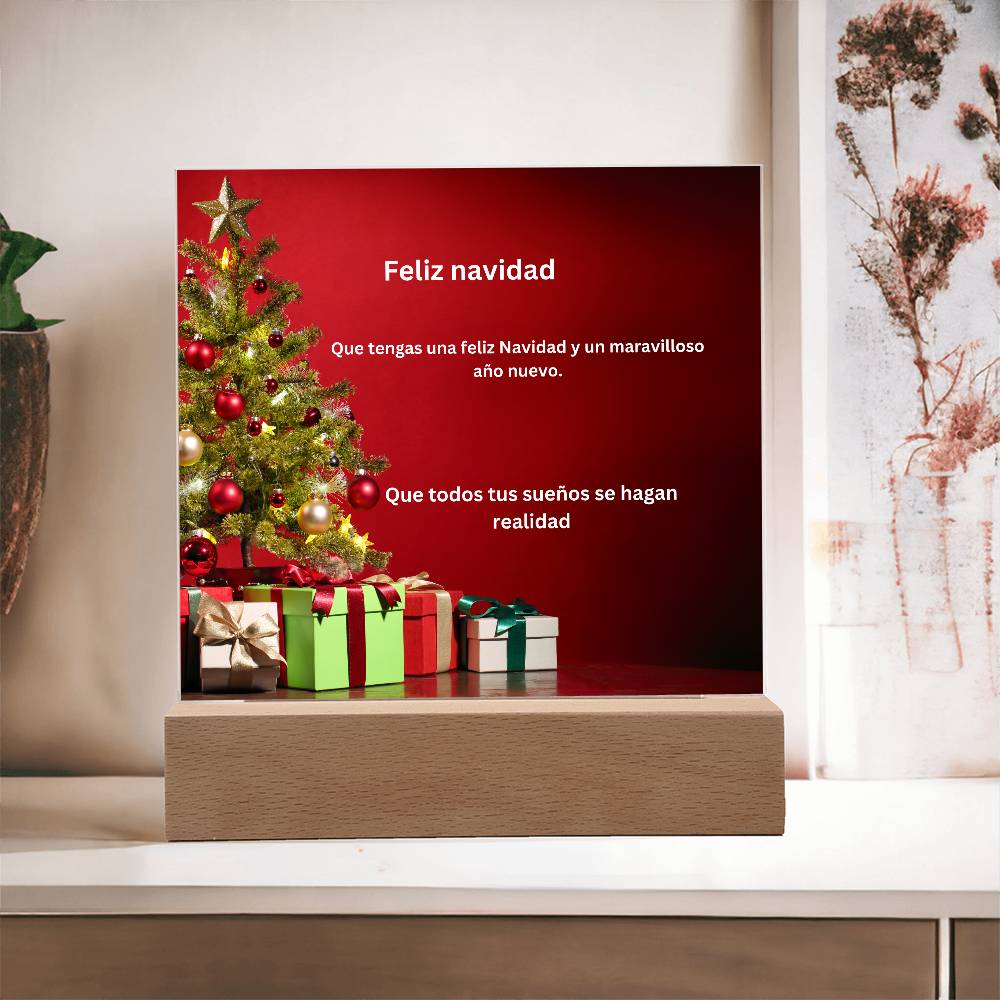 Spanish Merry Christmas Tree Printed Acrylic Plaque