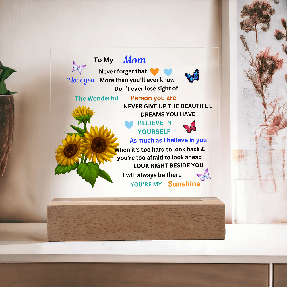To My Mom Printed Acrylic Square Plaque