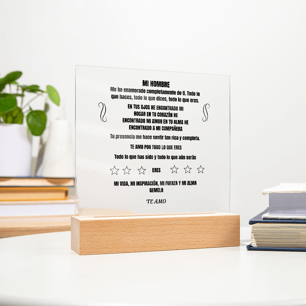 My Man Printed Square Plaque Spanish