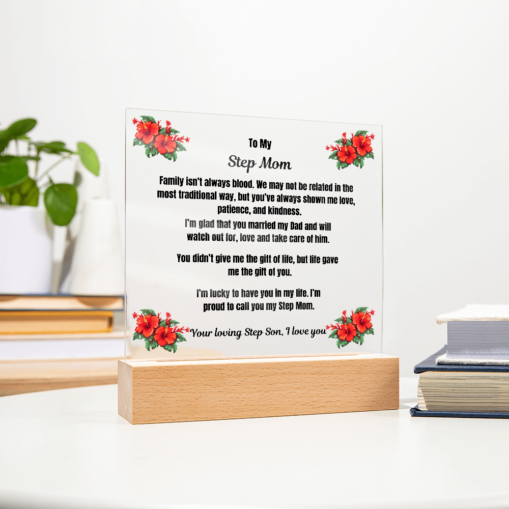 To My Step Mom Acrylic Square Plaque