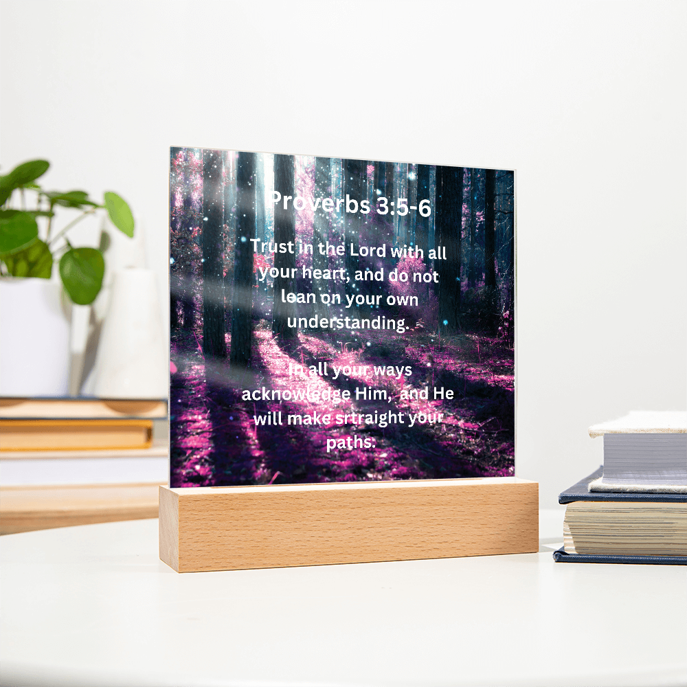 Proverbs 3:5-6 Acrylic Square Plaque