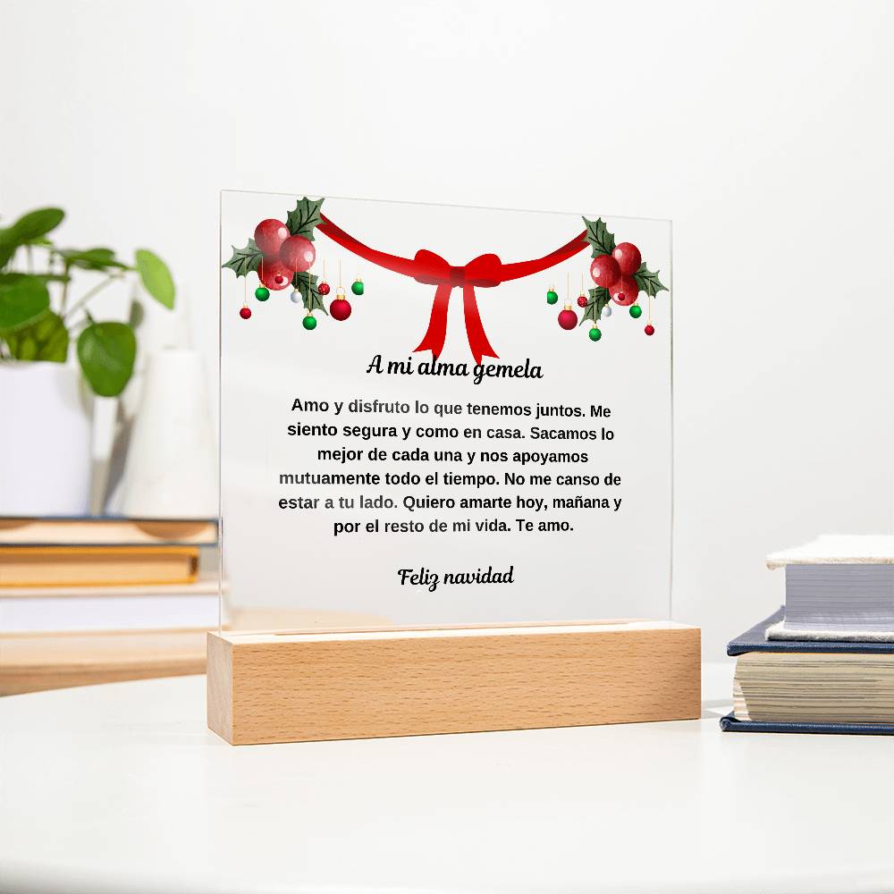 To My Soulmate Spanish Merry Christmas Square Plaque