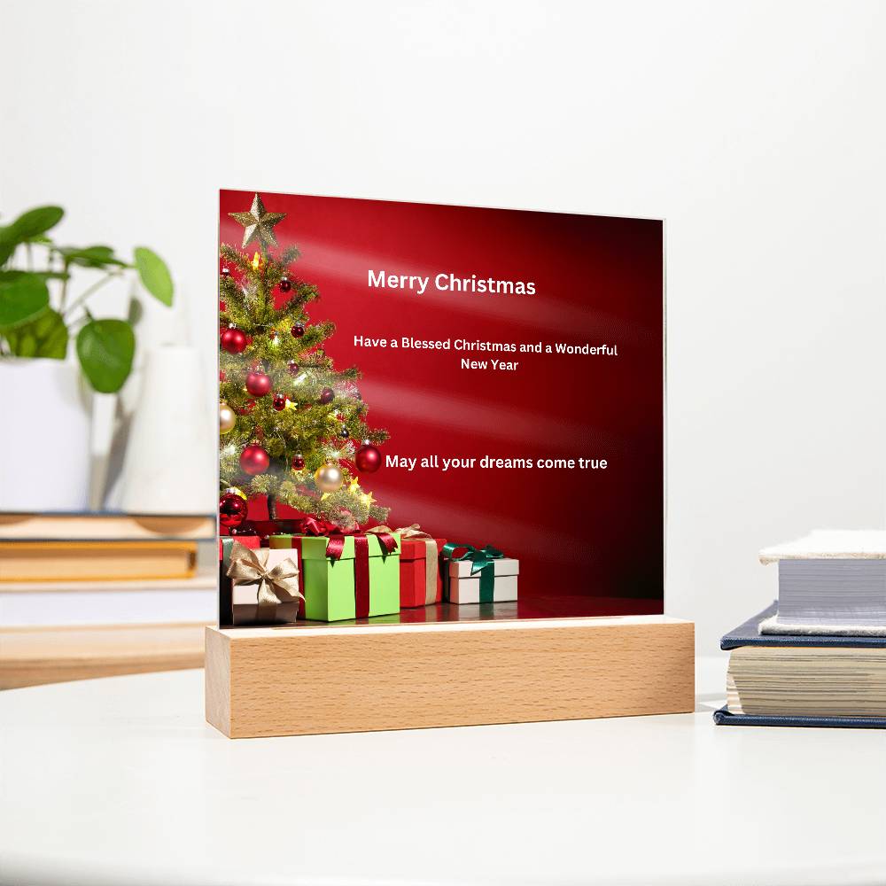 Merry Christmas Tree Printed Acrylic Plaque