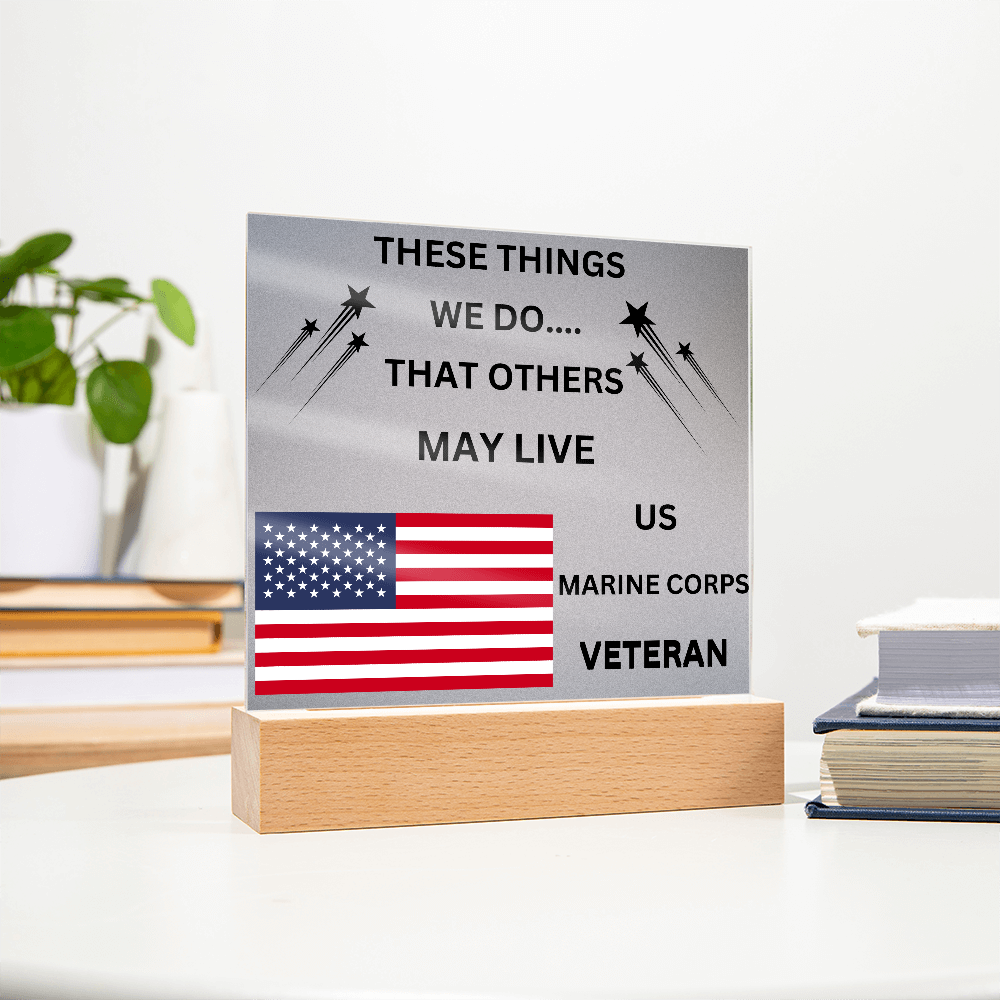 US Marine Corps Veteran Printed Acrylic Square Plaque